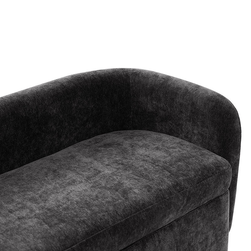 Modern Chenille Storage Bench with Wraparound Backres - Image 5
