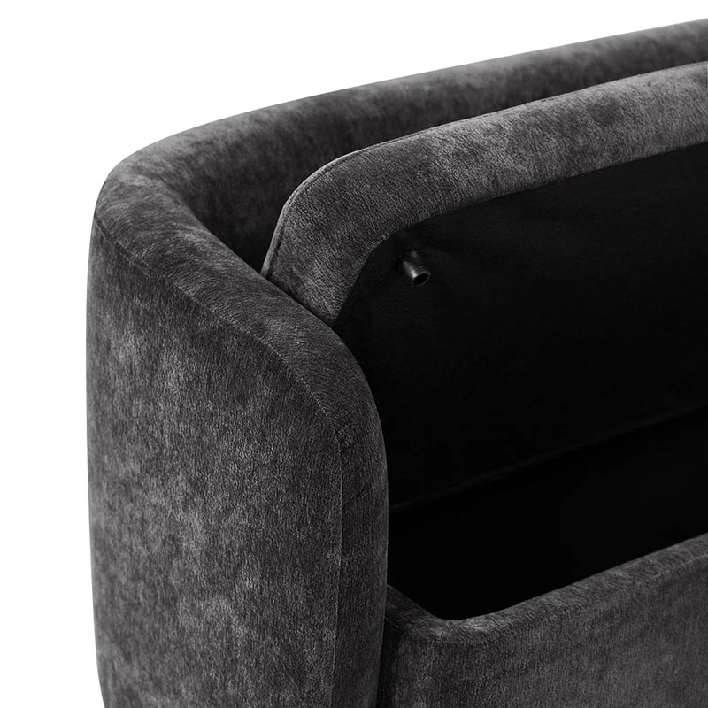 Modern Chenille Storage Bench with Wraparound Backres - Image 6