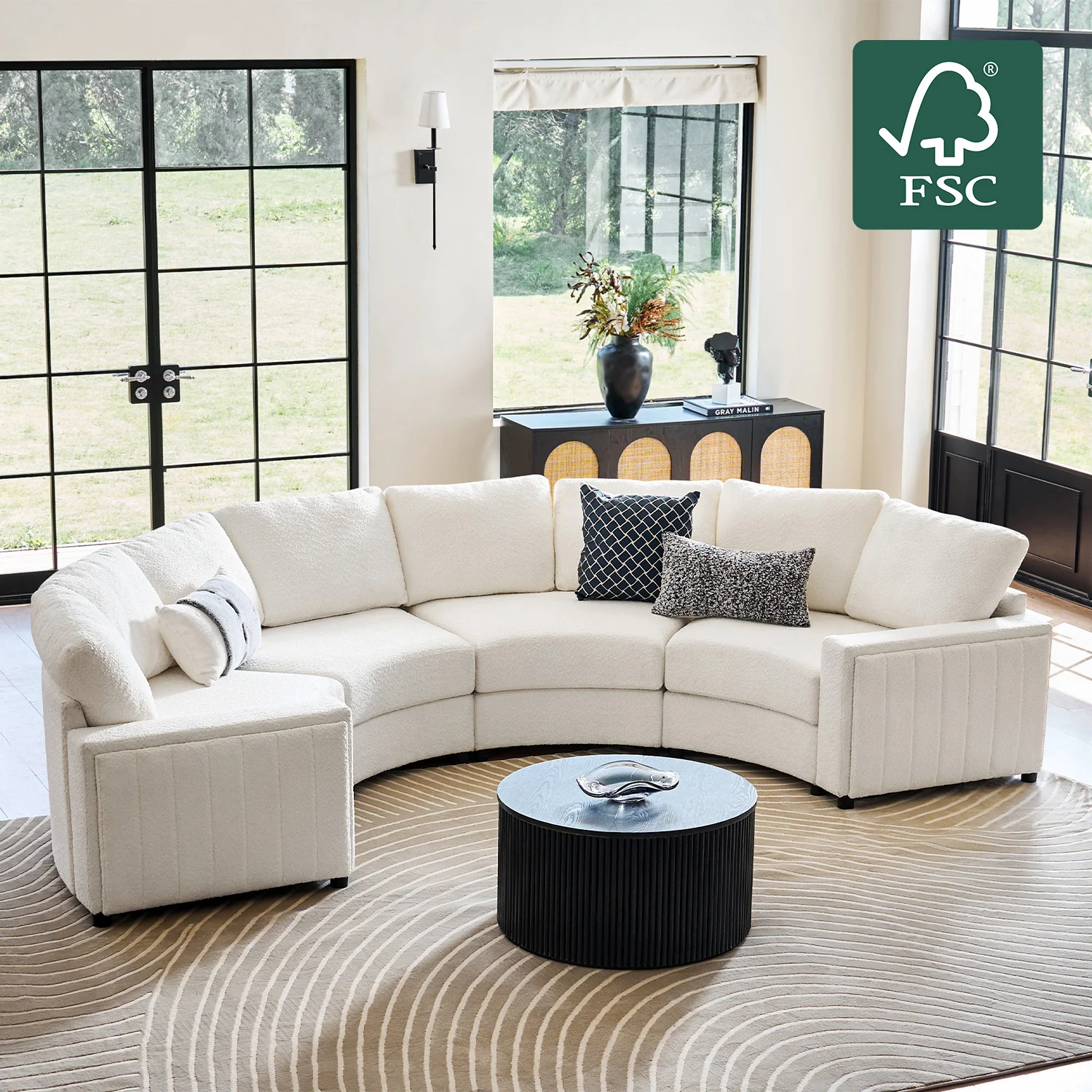 Aeris 138" Modern Curved Sectional Couch & Sofa With Curved Aesthetic - Image 17