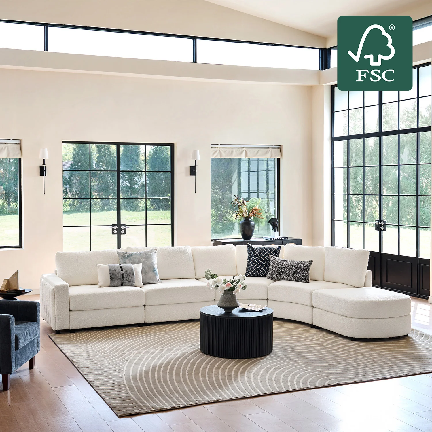 Aeris 138" Modern Curved Sectional Couch & Sofa With Curved Aesthetic - Image 25