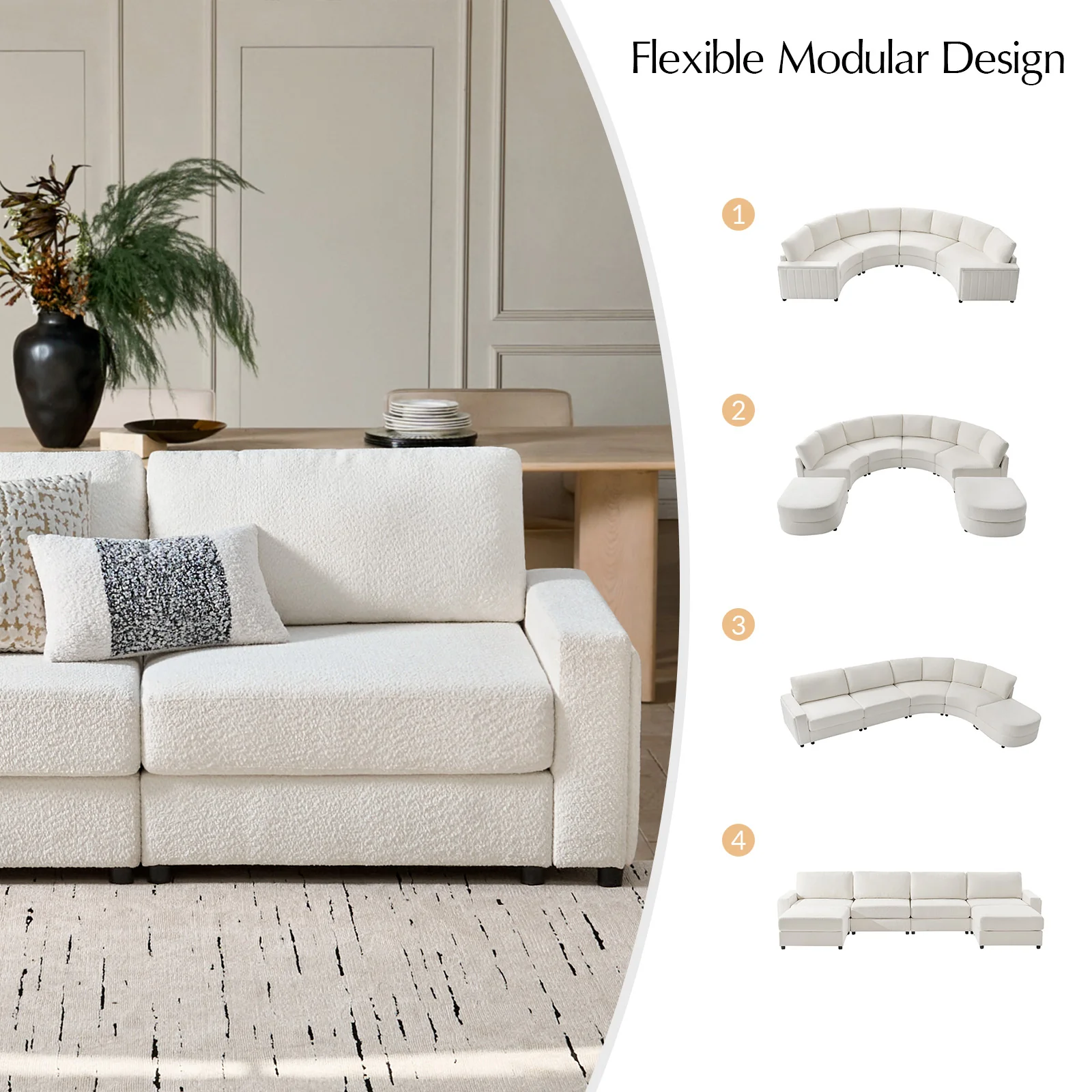 Aeris 138" Modern Curved Sectional Couch & Sofa With Curved Aesthetic - Image 36