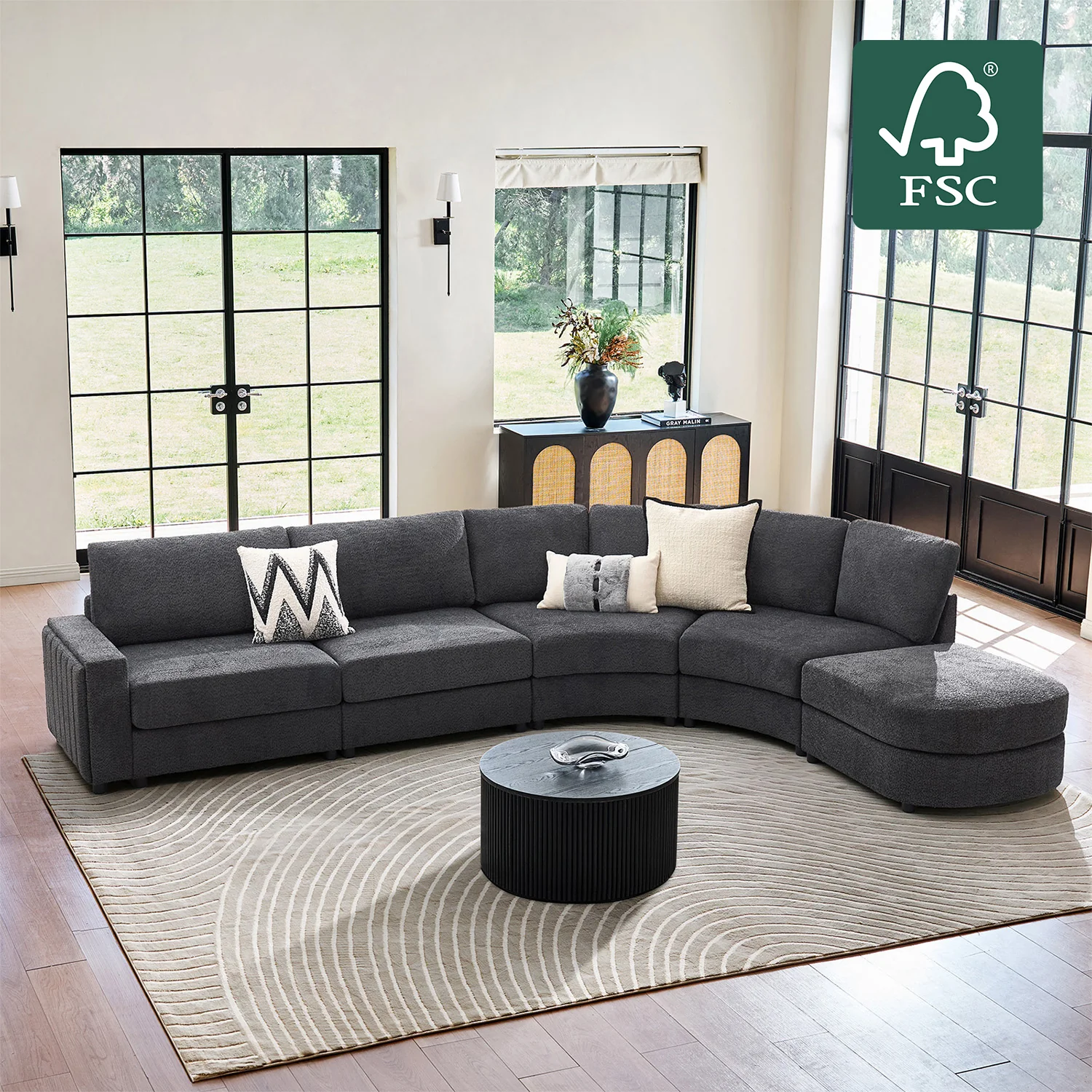 Aeris 138" Modern Curved Sectional Couch & Sofa With Curved Aesthetic - Image 40