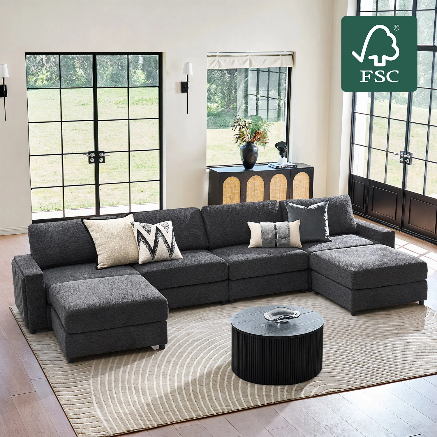 Aeris 138" Modern Curved Sectional Couch & Sofa With Curved Aesthetic - Image 48