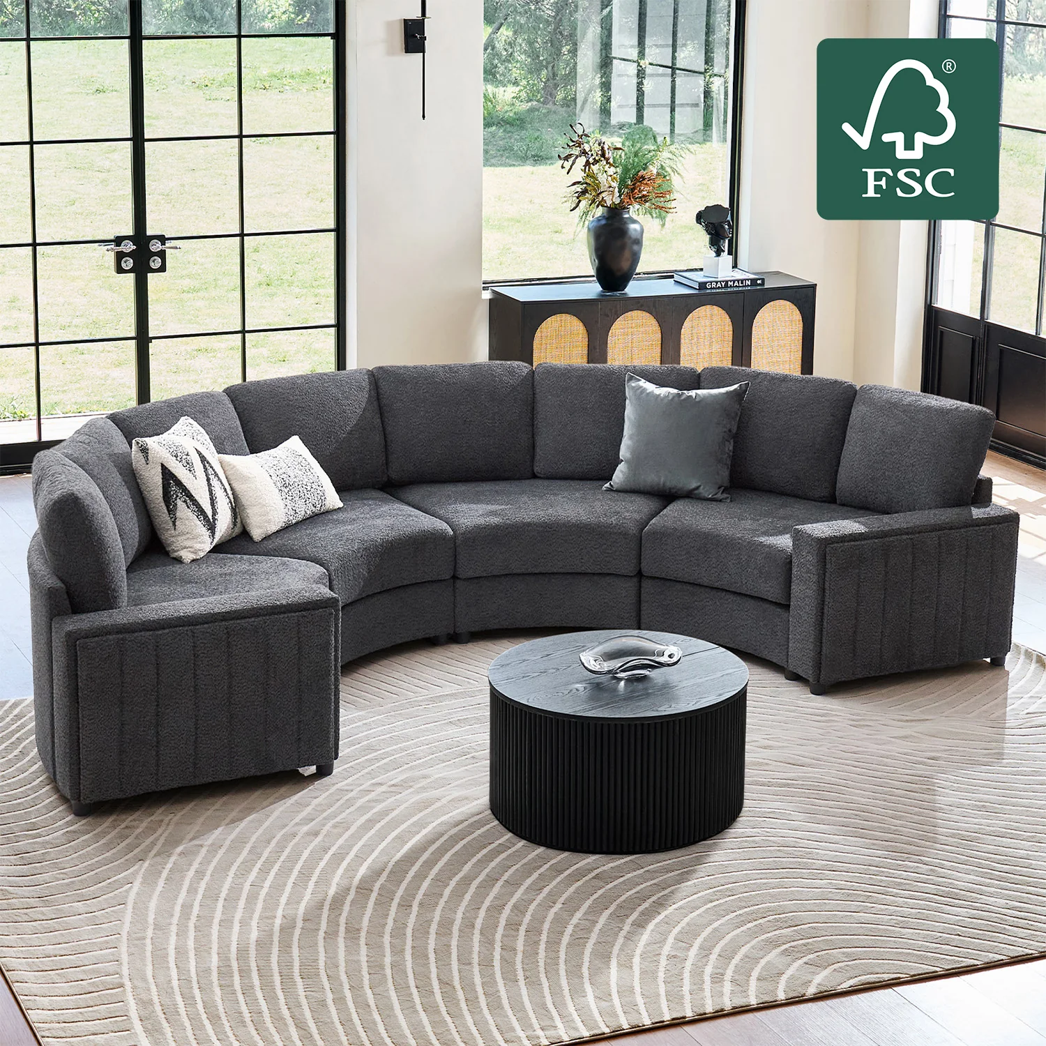 Aeris 138" Modern Curved Sectional Couch & Sofa With Curved Aesthetic - Image 56