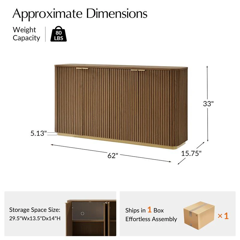 Modern Fluted Curved Wood Cabinet with Elegant Storage Solution - Image 11