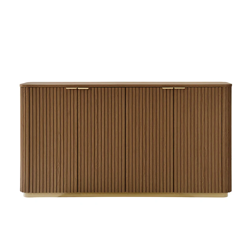 Modern Fluted Curved Wood Cabinet with Elegant Storage Solution - Image 12