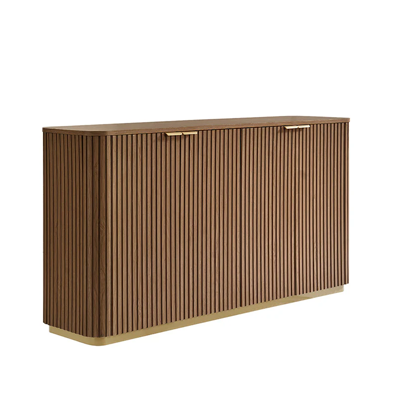 Modern Fluted Curved Wood Cabinet with Elegant Storage Solution - Image 13