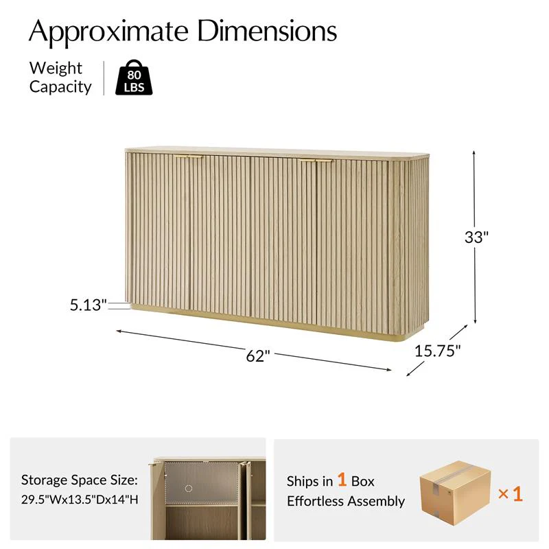 Modern Fluted Curved Wood Cabinet with Elegant Storage Solution - Image 3