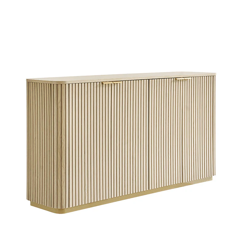Modern Fluted Curved Wood Cabinet with Elegant Storage Solution - Image 5
