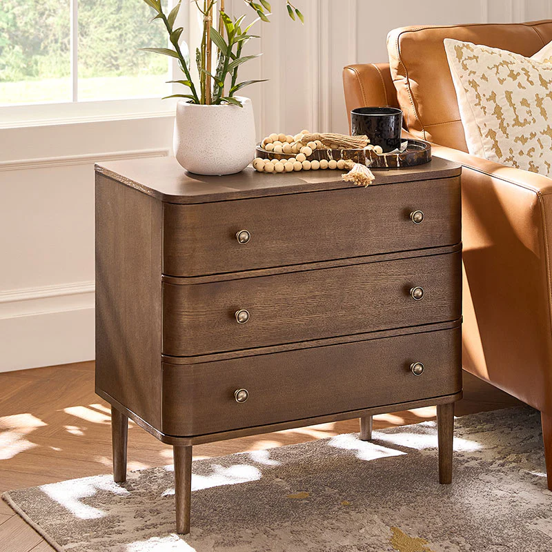 Modern End Table with Power Outlet & Curved Design