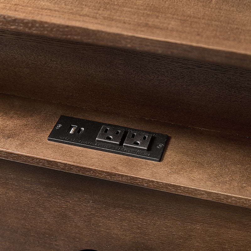 Modern End Table with Power Outlet & Curved Design - Image 8