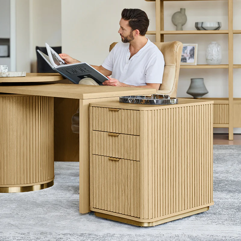 Modern Fluted Cabinet with Drawers and A4 File Storage - Image 3