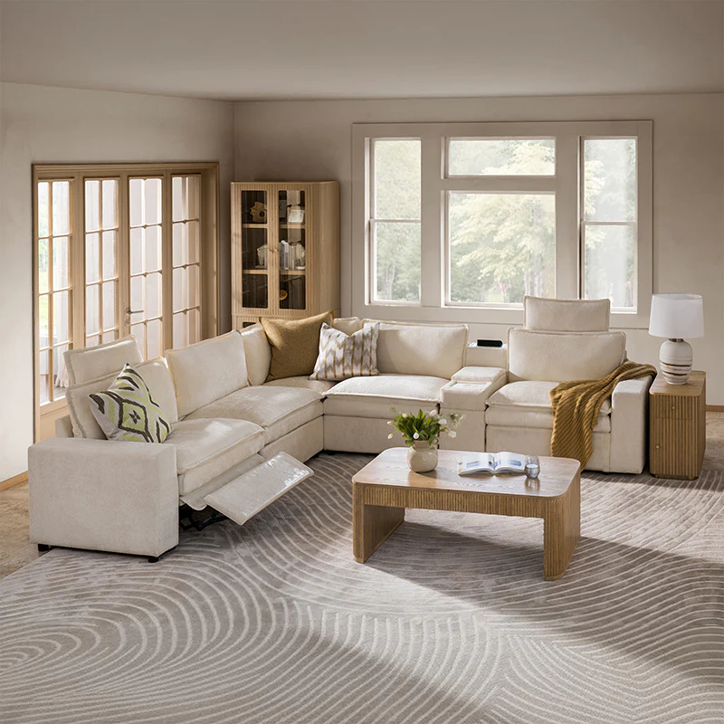 Modern Modular Power Reclining & Standing Coffee Table Living Room Set - Image 27