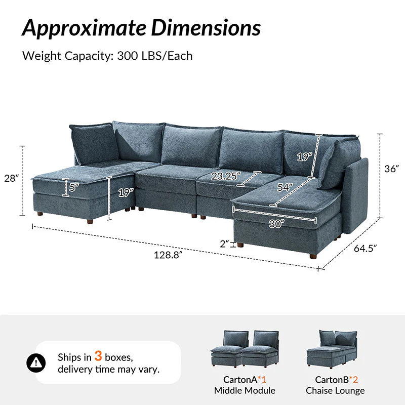 Diego Modern Modular 6-Seat Sectional Sofa with Chaise Lounge - Image 13