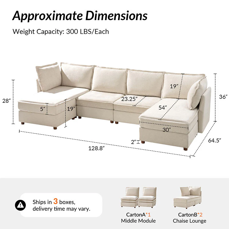Diego Modern Modular 6-Seat Sectional Sofa with Chaise Lounge - Image 28