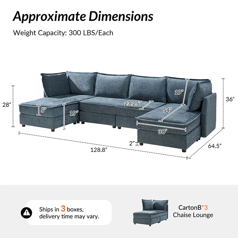 Diego Modern Modular 6-Seat Sectional Sofa with Chaise Lounge - Image 8