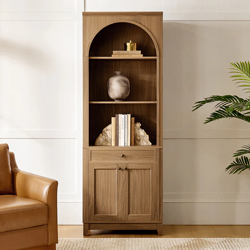 Baggio Modern Storage Bookcase with Smooth-Glide Drawer and LED - Image 10