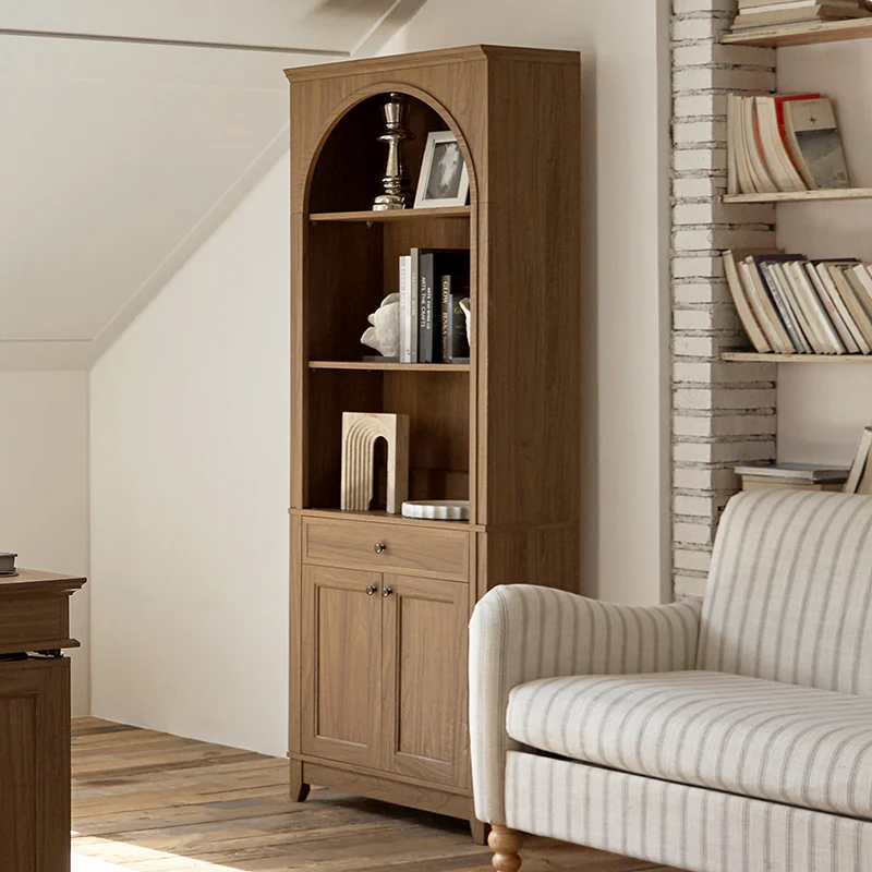 Baggio Modern Storage Bookcase with Smooth-Glide Drawer and LED - Image 11