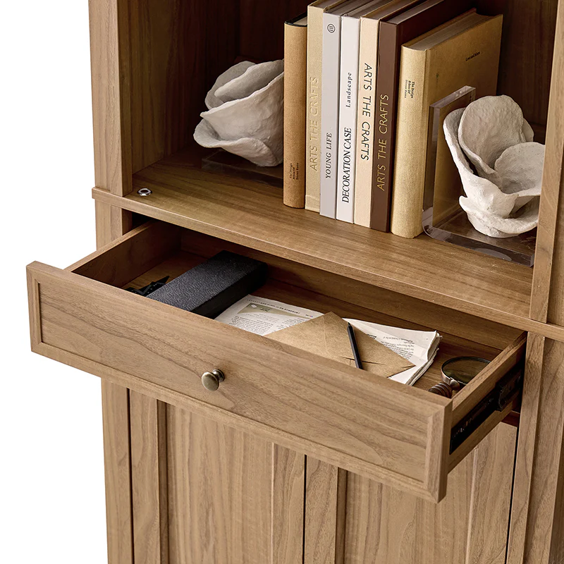Baggio Modern Storage Bookcase with Smooth-Glide Drawer and LED - Image 15