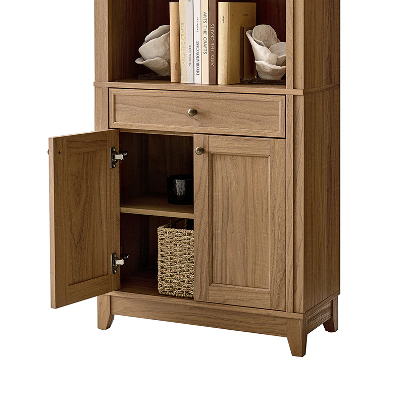 Baggio Modern Storage Bookcase with Smooth-Glide Drawer and LED - Image 16