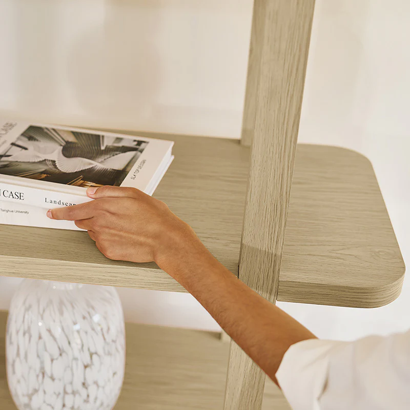 Modern Fluted Wood Bookshelf with Cabinet Storage - Image 7
