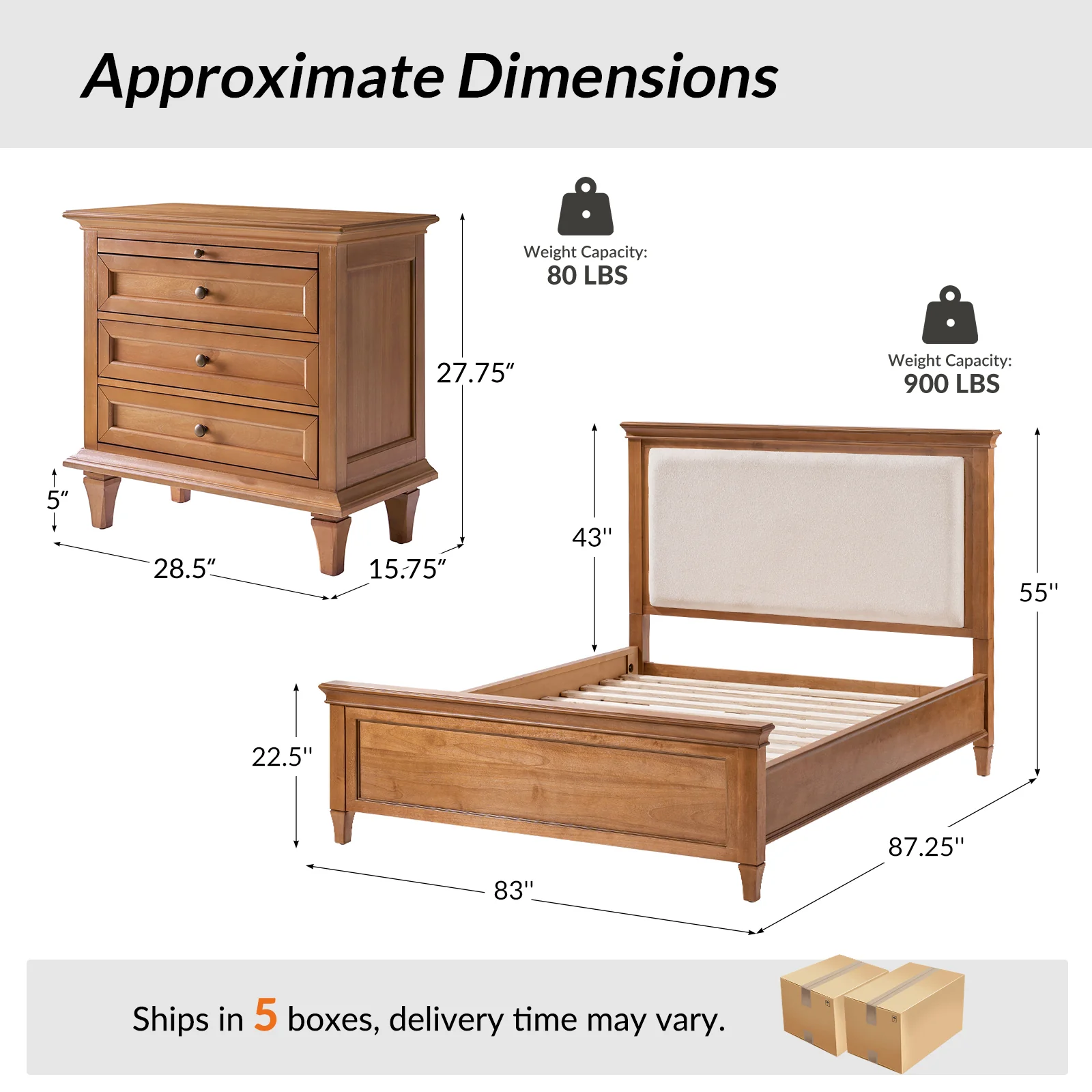Mornay 3-Piece Transitional Solid Wood Bedroom Bundle with Nightstands - Image 3