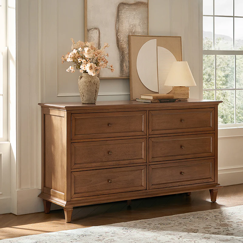 Mornay Transitional Solid Wood 6-Drawer Dresser & 3-Drawer Nightstand - Image 18
