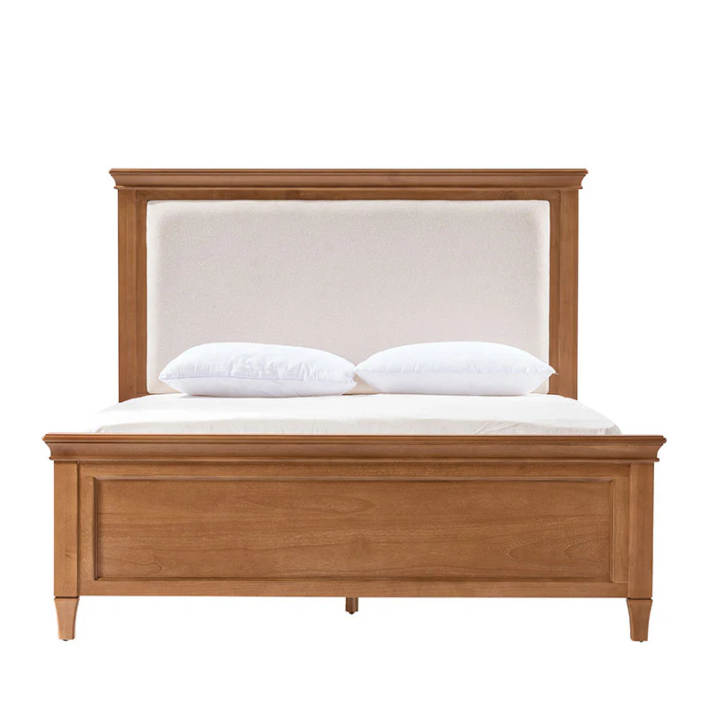 Mornay Transitional Solid Wood Bed with Upholstered Headboard - Image 4