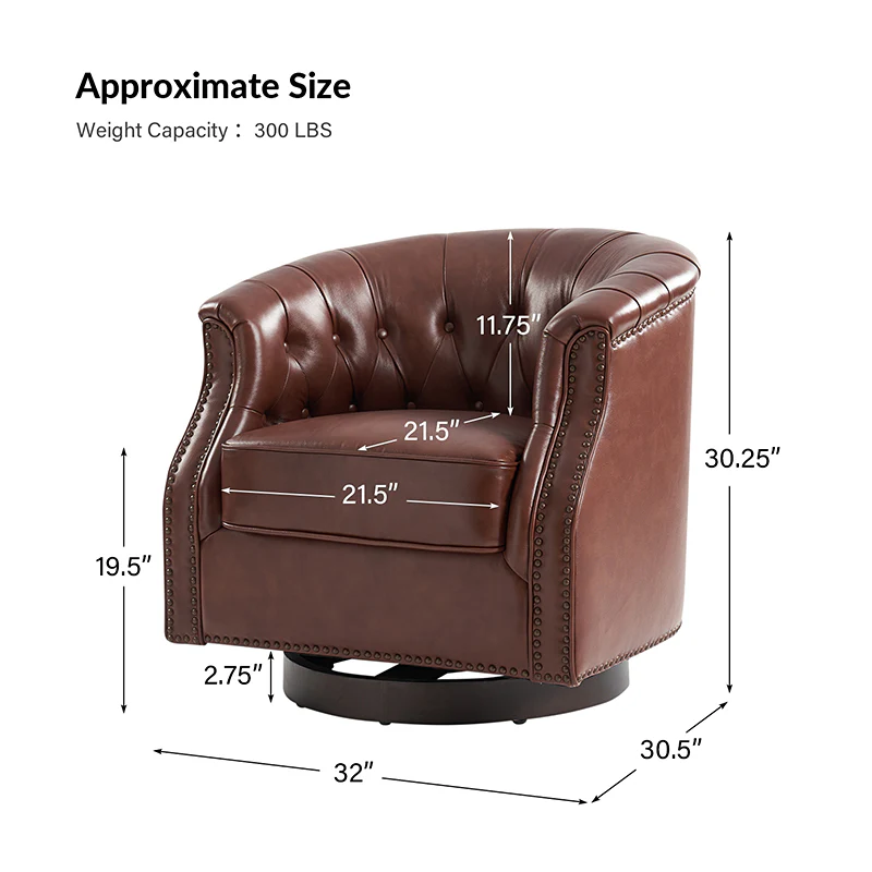Morris Chesterfield Traditional Rocker Button-Tufted Design Swivel Chair - Image 11