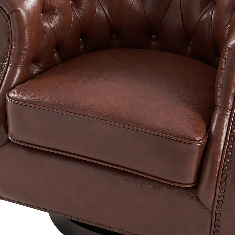 Morris Chesterfield Traditional Rocker Button-Tufted Design Swivel Chair - Image 14