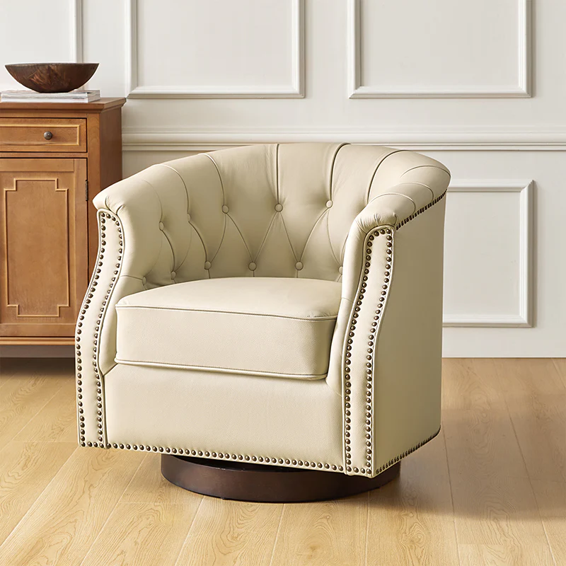 Morris Chesterfield Traditional Rocker Button-Tufted Design Swivel Chair - Image 17