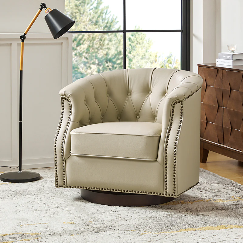 Morris Chesterfield Traditional Rocker Button-Tufted Design Swivel Chair - Image 18