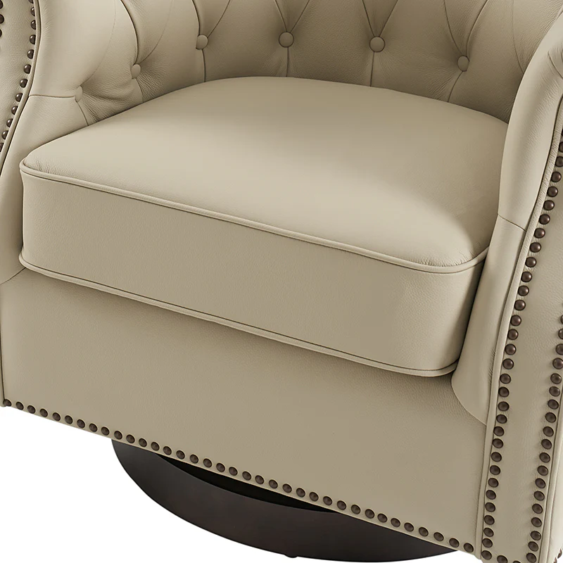 Morris Chesterfield Traditional Rocker Button-Tufted Design Swivel Chair - Image 24