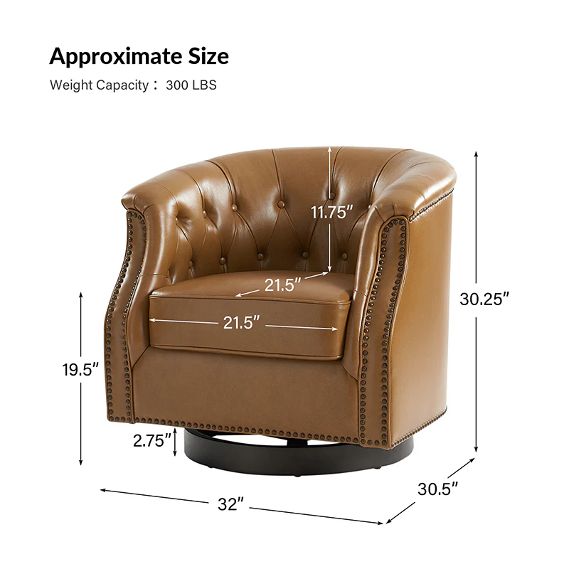 Morris Chesterfield Traditional Rocker Button-Tufted Design Swivel Chair - Image 3
