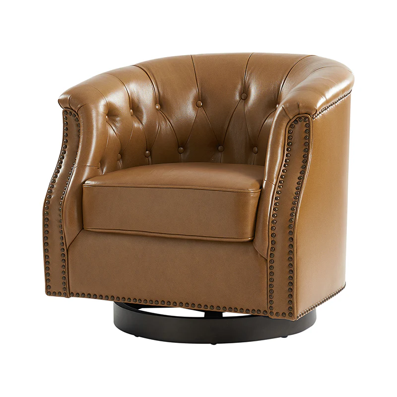 Morris Chesterfield Traditional Rocker Button-Tufted Design Swivel Chair - Image 5