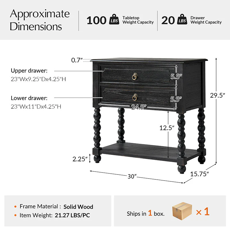 Multi-Functional Wooden End Table with USB & Open Shelf(Optional Types) - Image 29