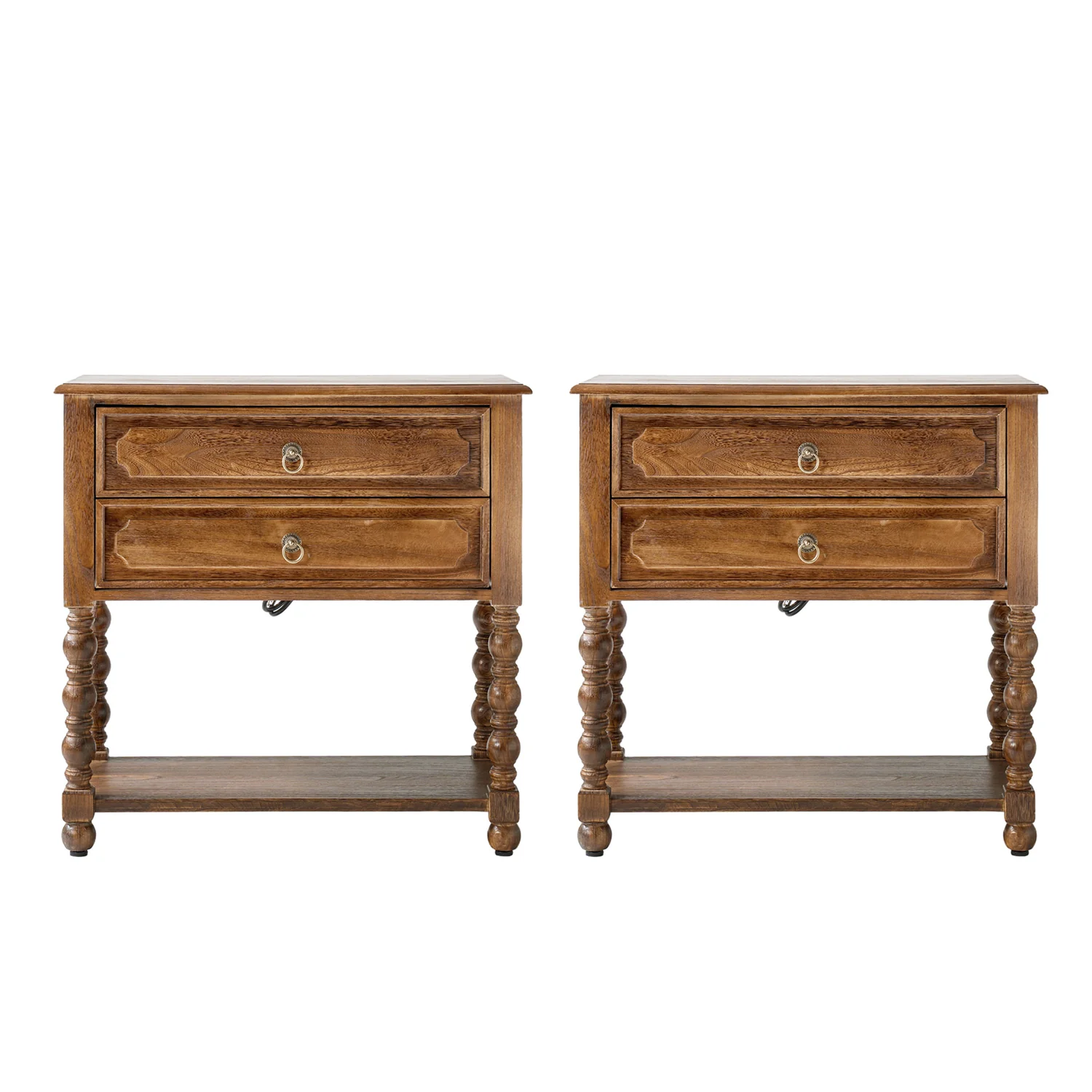 Multi-Functional Wooden End Table with USB & Open Shelf(Optional Types) - Image 33