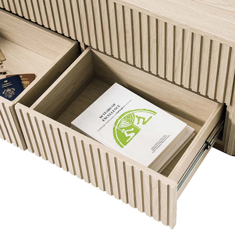 Multifunctional Slatted Design Lift-Top Coffee Table with Hidden Storage and Drawers - Image 18