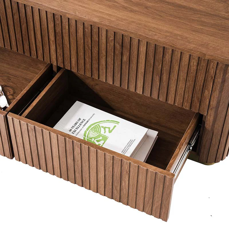 Multifunctional Slatted Design Lift-Top Coffee Table with Hidden Storage and Drawers - Image 8