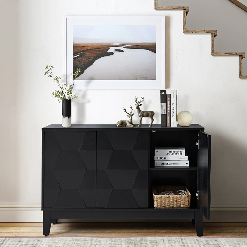 Kamu 45″ Wide 3-Door Sideboard – Modern Minimalist Storage Cabinet - Image 17