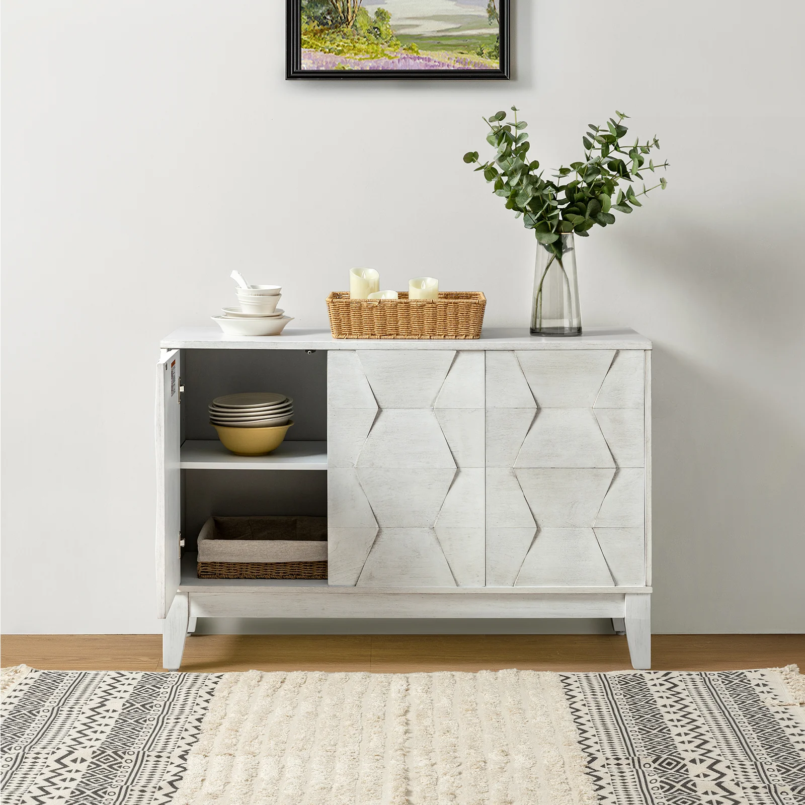 Kamu 45″ Wide 3-Door Sideboard – Modern Minimalist Storage Cabinet - Image 9