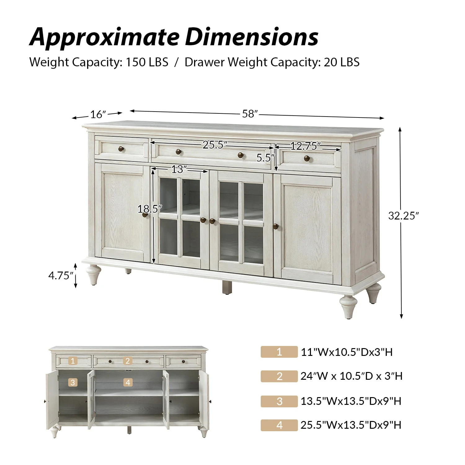 Nemo 58" Wide 3 Drawer Sideboard - Image 11