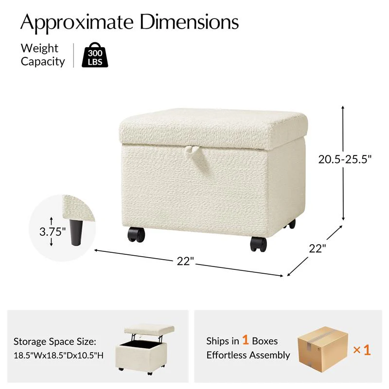 Nest Ease Ottoman with Lift-Top Footstool - Image 3