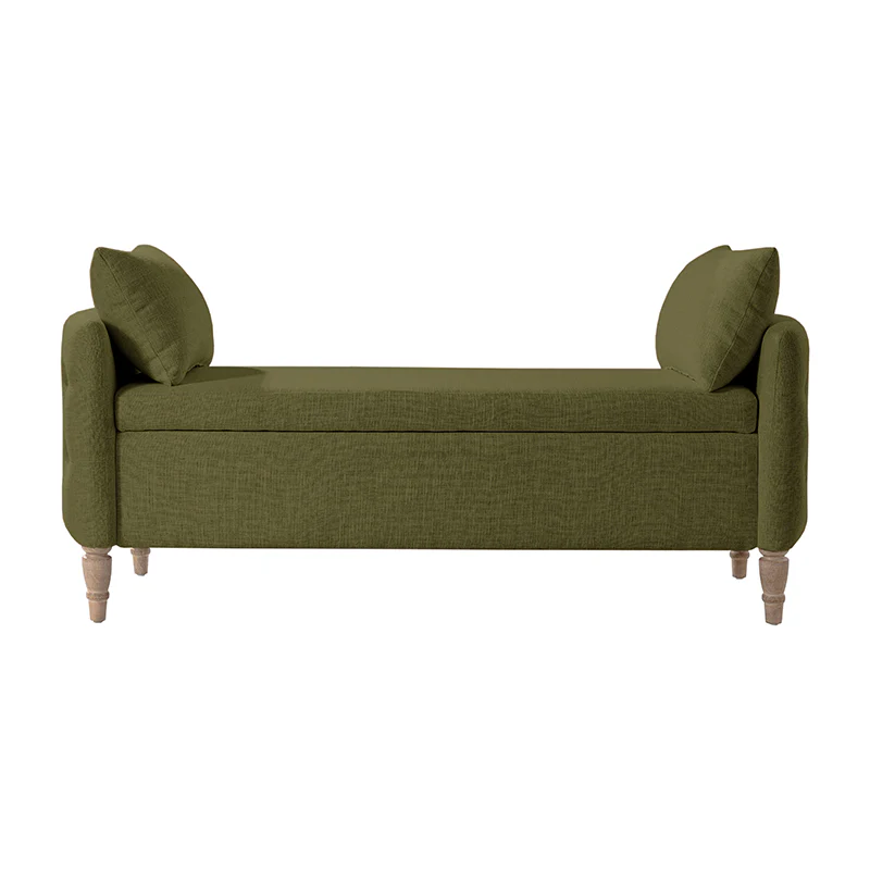 Octavia Upholstered Storage Bench with Turned Wood Legs - Image 12