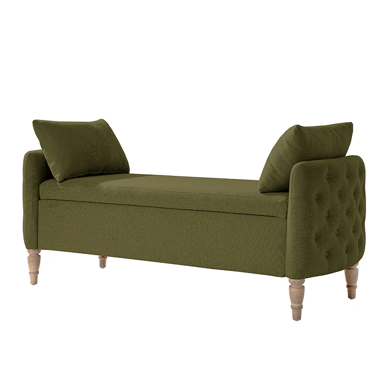 Octavia Upholstered Storage Bench with Turned Wood Legs - Image 13
