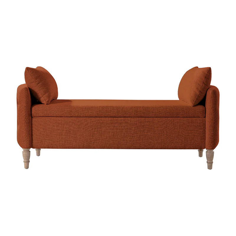 Octavia Upholstered Storage Bench with Turned Wood Legs - Image 20