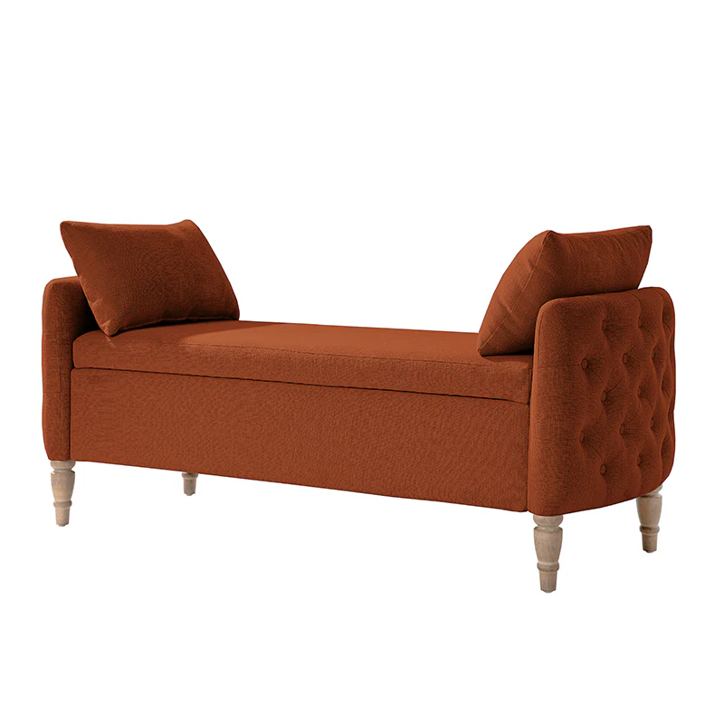 Octavia Upholstered Storage Bench with Turned Wood Legs - Image 21