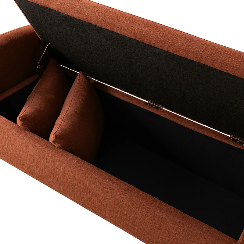 Octavia Upholstered Storage Bench with Turned Wood Legs - Image 22