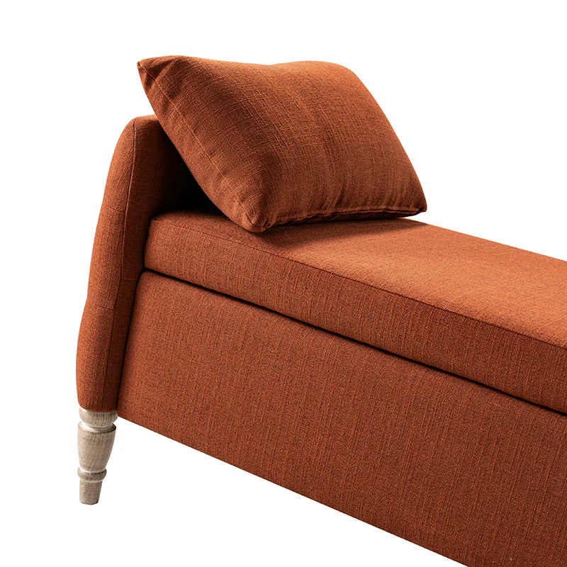 Octavia Upholstered Storage Bench with Turned Wood Legs - Image 23