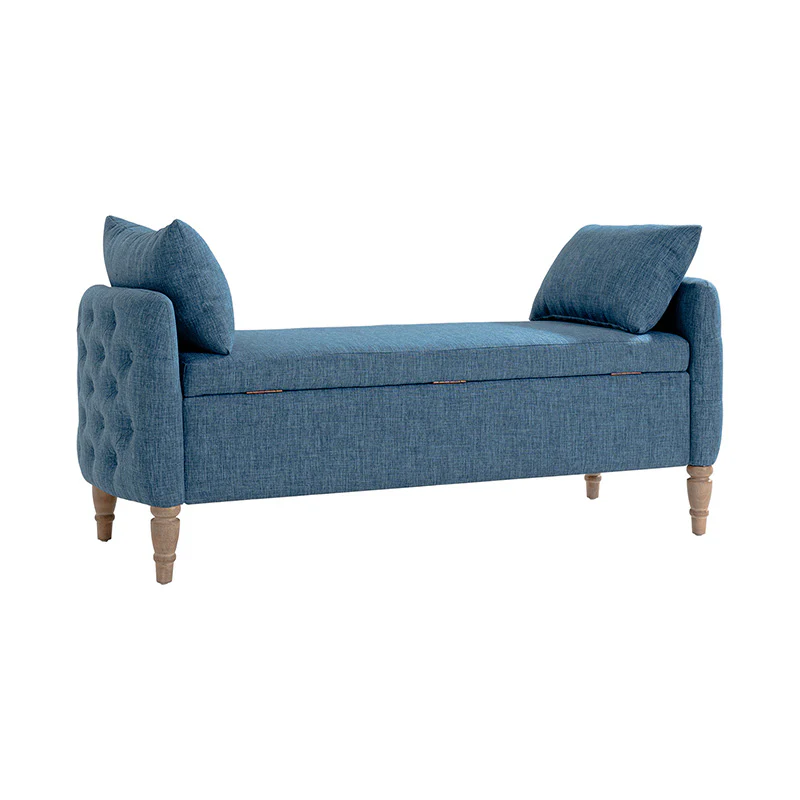 Octavia Upholstered Storage Bench with Turned Wood Legs - Image 37